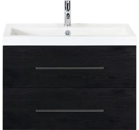 Kúpeľňový nábytkový set Sanox Straight farba čela black oak ŠxVxH 80 x 55 x 40 cm s umývadlom z minerálnej liatiny