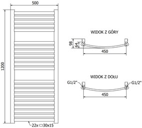 Mexen Helios, elektrické vykurovacie teleso 1200 x 500 mm, 600 W, zlatá lesklá, W103-1200-500-2600-50