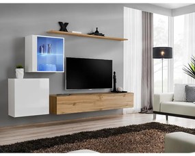 Obývacia stena Switch XV Sklo +LED Biely/Wotan