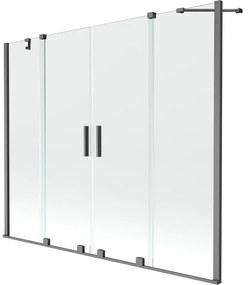 Mexen Velar Duo, 2-krídlová posuvná vaňová zástena 200 x 150 cm, 8mm číre sklo, grafitový matný profil, 896-200-000-02-66
