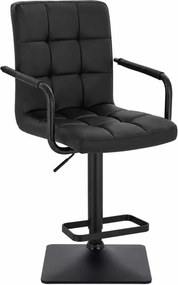 LuxuryForm DESIGN Barová stolička VERONA BLACK na čiernej hranatej podstave - čierna
