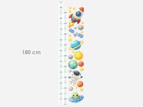 Detský meter vesmír textilní prelepiteľná nálepka na stenu výška 160 cm