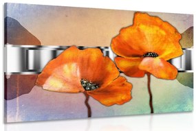 Obraz oranžové kvety maku v orientálnom štýle - 60x40