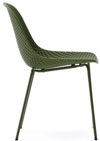 Tmavozelená kovová záhradná stolička Quinby – Kave Home