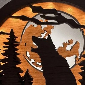 Drevená lampička na nočný stolík Vlk