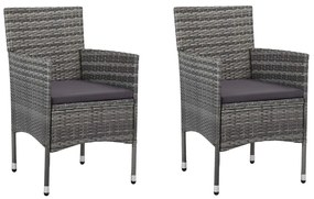 vidaXL Záhradné jedálenské stoličky 2 ks sivé polyratanové