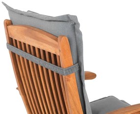 Sada 2 drevených záhradných stoličiek so sivými vankúšmi MAUI Beliani