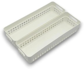 Sada 2 košíkov na organizáciu, organizéry do zásuvky KOLE 24 x 7,5 cm - biele
