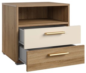 Nočný stolík Verdeene (dub divoký + béžová). Vlastná spoľahlivá doprava až k Vám domov. 1091833