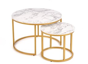 Konferenčný stolík PAULA - mramor/zlatý