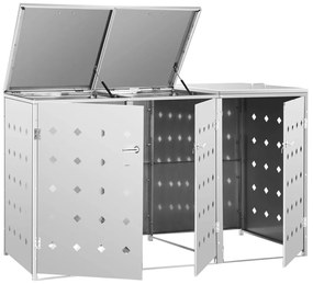 Prístrešok na trojitý odpadkový kôš nehrdzavejúca oceľ 240 l