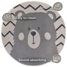 Sivý detský koberec ø 140 cm Bear – Hanse Home