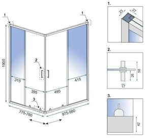 Rea City, sprchovací kút s posuvnými dverami 100(dvere) x 80(dvere) x 190 cm, zlatý matný profil + čierna sprchová vanička Savoy, KPL-K74502