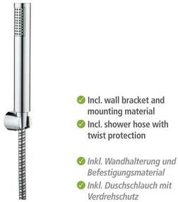 Sprchová hlavica s hadicou v lesklo striebornej farbe Basic Line – Wenko