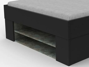 Úložná posteľ so zástenou Junior 120x200 cm, čierna/tmavý betón