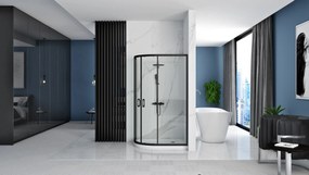 Rea Look, štvrťkruhová sprchová kabína 100x80x190 cm, pravá verzia + biela sprchová vanička, KPL-K7900