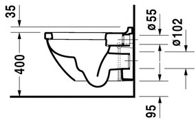 DURAVIT Starck 3 závesné WC s hlbokým splachovaním, 360 mm x 540 mm, s povrchom WonderGliss, 22250900001