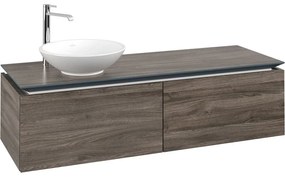 VILLEROY &amp; BOCH Legato závesná skrinka pod umývadlo na dosku (umývadlo vľavo), 2 zásuvky, 1400 x 500 x 380 mm, Stone Oak, B58700RK