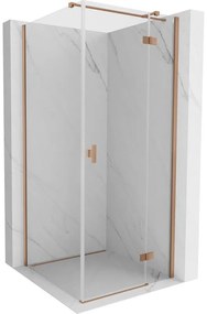 Mexen Mist H T, sprchový kút s výklopnými dverami pravý 95 x 95 cm, číre sklo, medená matná, 8A5T-095-095-65-00-P