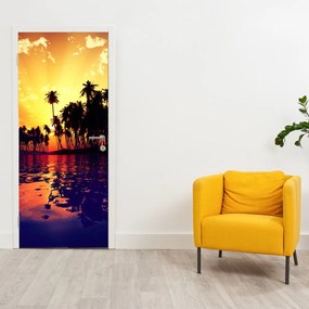 Fototapeta na dvere - Ostrov pri západe slnka (95x205cm)