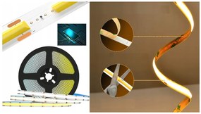 ECOLIGHT LED pásik 24V COB 9W/m 480LED 1m 8mm studená farba CW