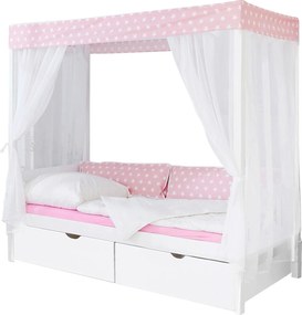 XXXLutz POSTEĽ S NEBESAMI, 90/200 cm ružová, biela Livetastic - Postele - 000406004012