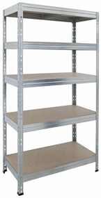 Bezskrutkový kovový regál RIVET, 180x90x45 cm, 5x HDF polica, zinok