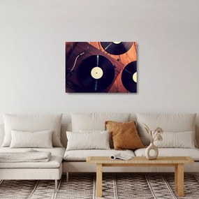 Sklenený obraz gramofónových dosiek (70x50 cm)