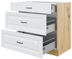 Dolná kuchynská skrinka so zásuvkami Retroline 80 D 3S BB, Farby: biela