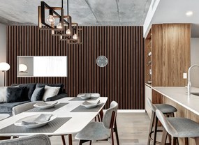 Drevený akustický panel, 2400 x 600 mm, B2BP007, balenie 5 ks, orech