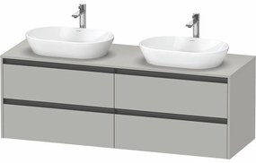 DURAVIT Ketho 2 závesná skrinka pod dve umývadlá na dosku, 4 zásuvky, 1600 x 550 x 568 mm, betón šedá matná, K24899B07070000