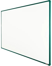 Biela magnetická popisovacia tabuľa s keramickým povrchom boardOK, 1800 x 1200 mm, zelený rám