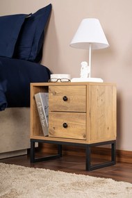 Nočný stôl Glimmer - Atlantic Pine, Black