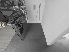 Mexen Kioto+ L, sprchová zástena Walk-In s poličkou a vešiakom 80 x 200 cm, 8mm číre sklo biely vzor, chrómový profil, 800-080-123-01-85