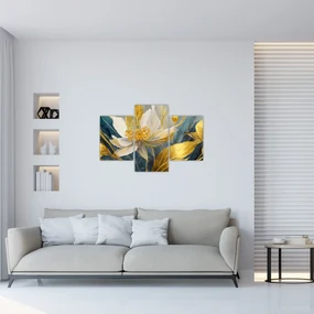 Obraz - Maľba zlatých kvetov (90x60 cm)
