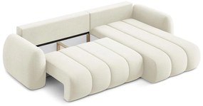 Béžová rozkladacia/s úložným priestorom rohová pohovka z textílie buklé (pravý roh/s leňoškou) Pele – Makamii