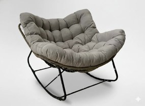 Garden Line Hojdacia stolička SVINGA 112 x 104 x 69 cm hnedý ratan, sivé vankúše