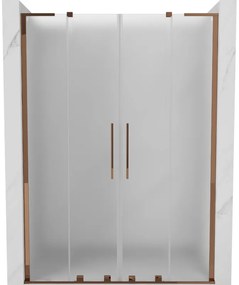 Mexen Velar L Duo, posuvné sprchové dvere do otvoru 150 cm, 8mm sklo námraza, ružové zlato, 871-150-003-32-60