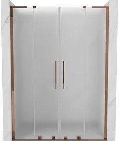 Mexen Velar L Duo, posuvné sprchové dvere do otvoru 150 cm, 8mm sklo námraza, ružové zlato, 871-150-003-32-60