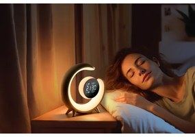 Immax 08985L-LED RGBW stmievateľná stolná lampa s budíkom LED/20W/5V USB striebo