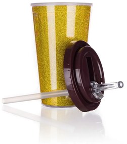 Banquet Hrnček cestovný dvojstenný GLITTERS 0,5 l, zlatá