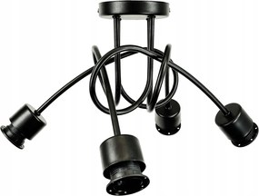 Závesná lampa na strop LOFT, 4x čierny hrnček