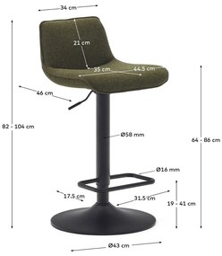 Tmavozelené barové stoličky v súprave 2 ks 103 cm Zenda – Kave Home