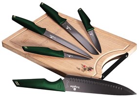 6-dielna sada kuchynských nerezových nožov s doskou na krájanie EMERALD 20171