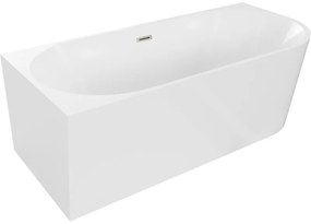 Mexen Mia, voľne stojaca rohová vaňa, lavá, 180 x 80 cm, biela, brúsená oceľ prepad, 52691808000L-97