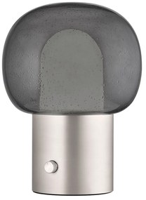 Hliníková LED stolová lampa v striebornej farbe so skleneným tienidlom (výška 32 cm) Iris – Blomus