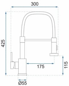 REA-B4820 - Drezová batéria s výsuvnou sprchou COLIN 42,5 cm čierna