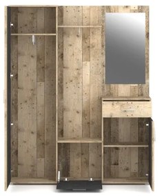 Stena za predsobo NOLAN z ogledalom, rjava/grafit