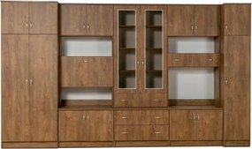 Obývacia stena VIVA hladká, dub lefkas/U13 satyna/sklo bez lepení