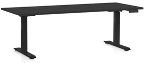 Výškovo nastaviteľný stôl OfficeTech D, 180 x 80 cm, čierna podnož, čierna